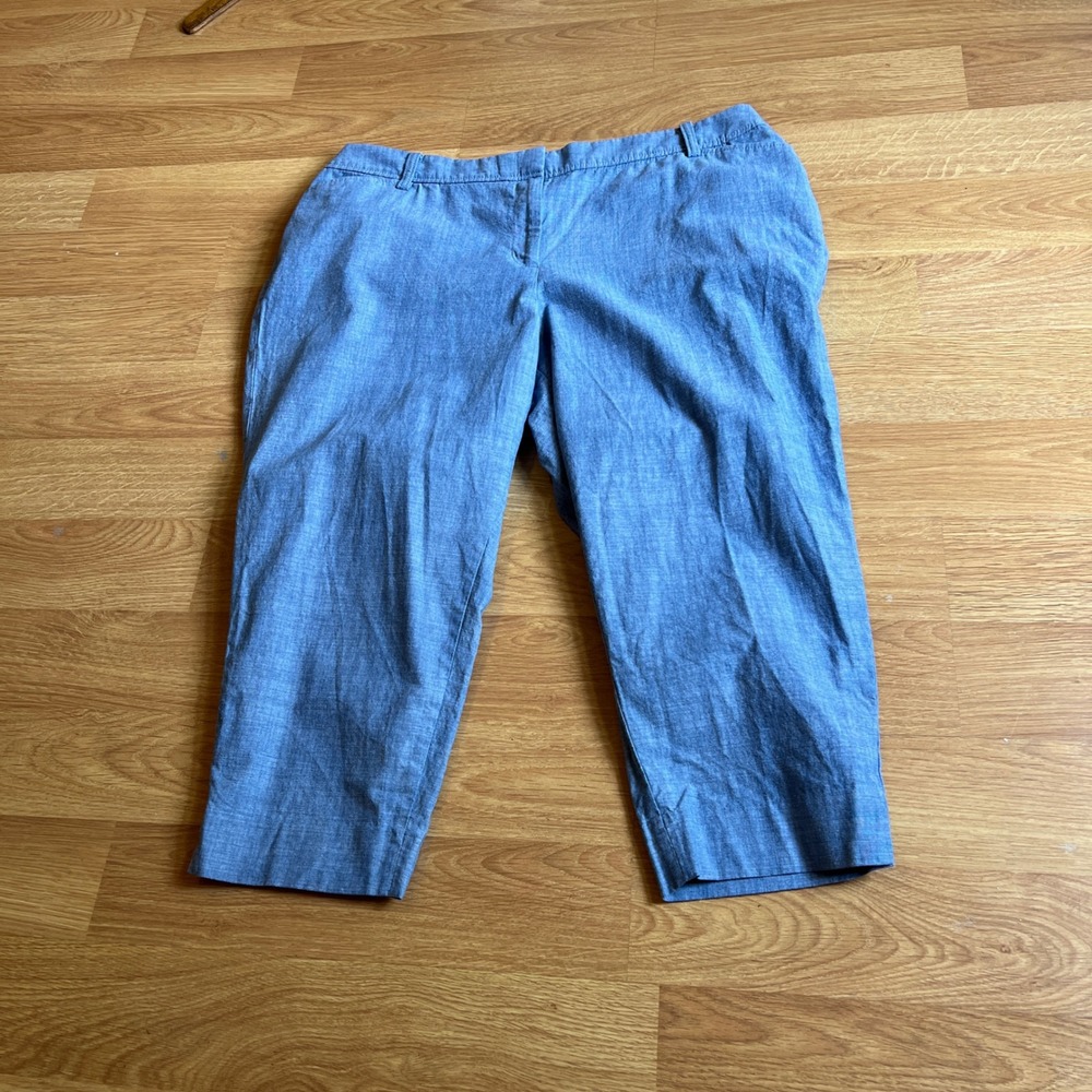 Talbots Perfect Crop Pant 100% Cotton Chambray Plus Size 18WP Petite Office Work